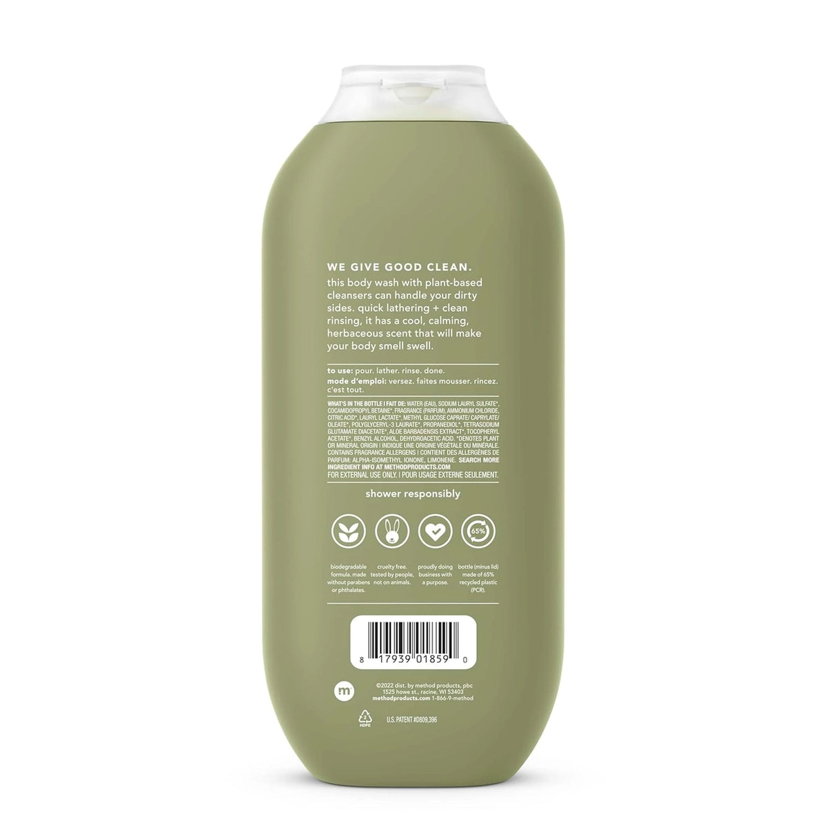 Method Men Body Wash, Juniper + Sage, Paraben and Phthalate Free, 18 Fl oz