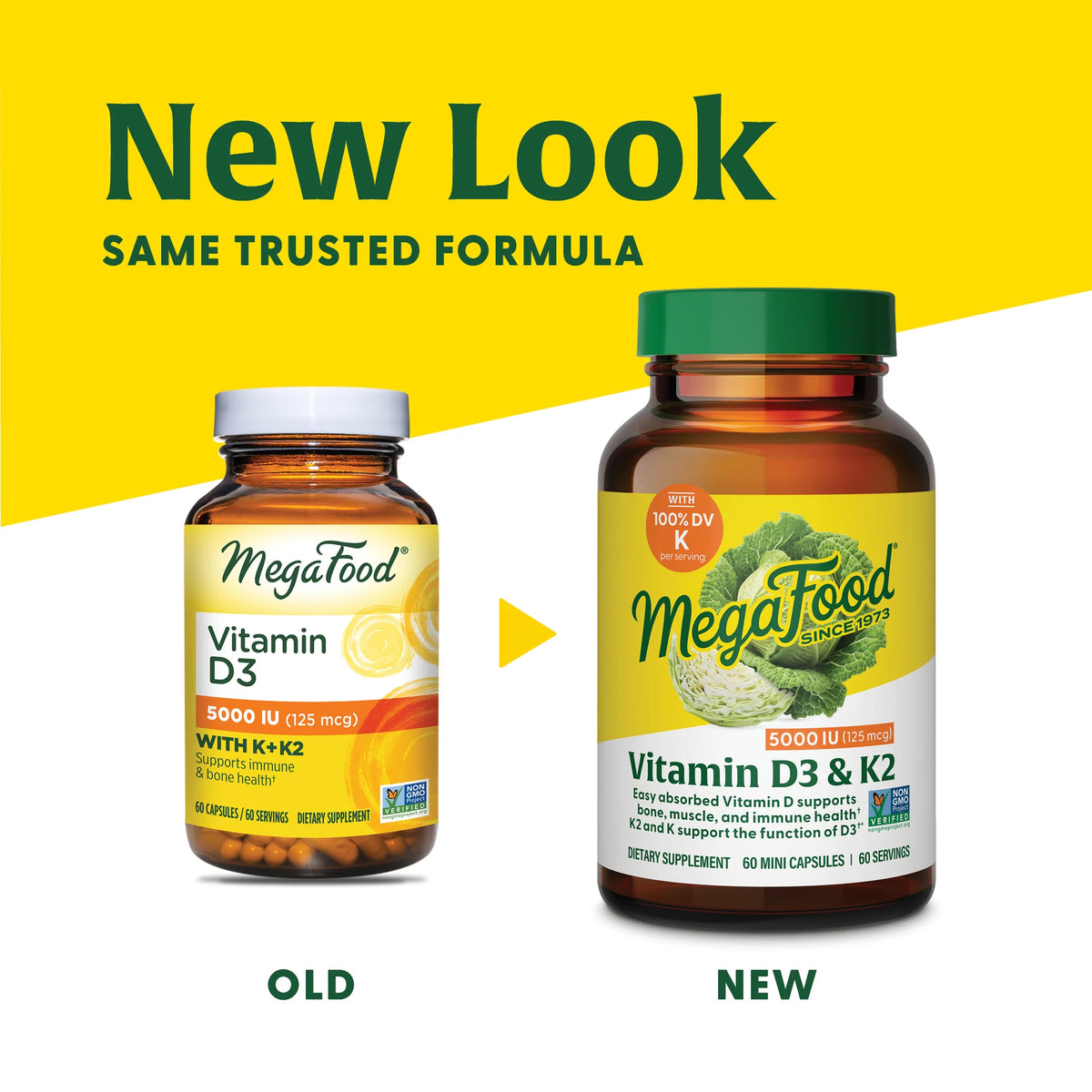 MegaFood Vitamin D3 5000 IU (125 mcg) plus K & K2 60ct