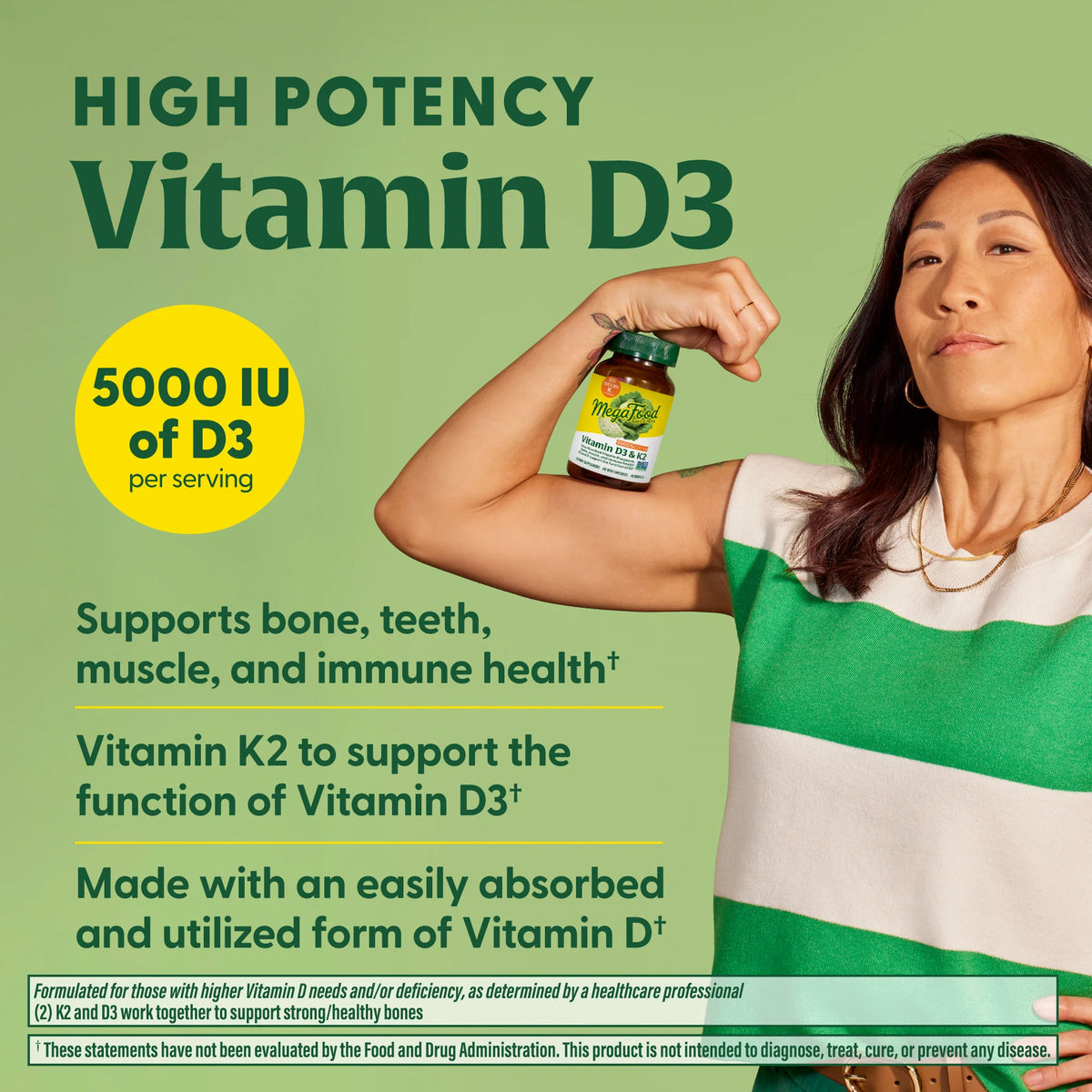 MegaFood Vitamin D3 5000 IU (125 mcg) plus K & K2 60ct