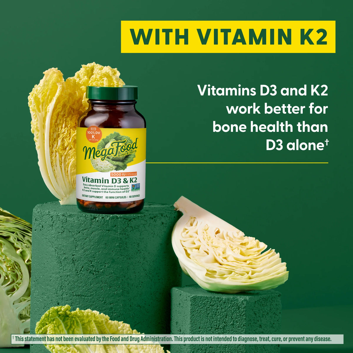 MegaFood Vitamin D3 5000 IU (125 mcg) plus K & K2 60ct