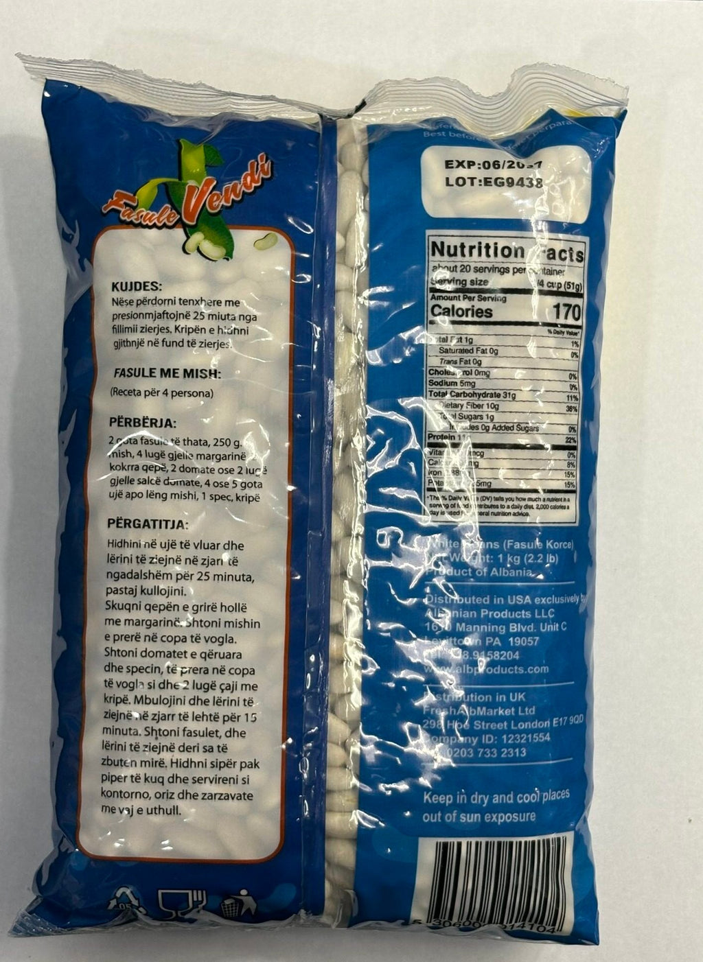 Albanian Beans 1kg (Fasule Korca)