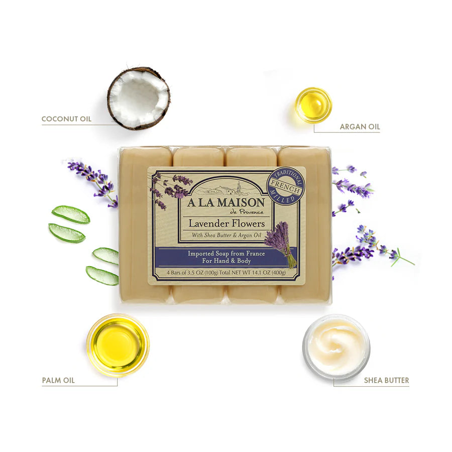 A LA MAISON Lavender Flowers Multipack Bar Soap (Pack of 4)