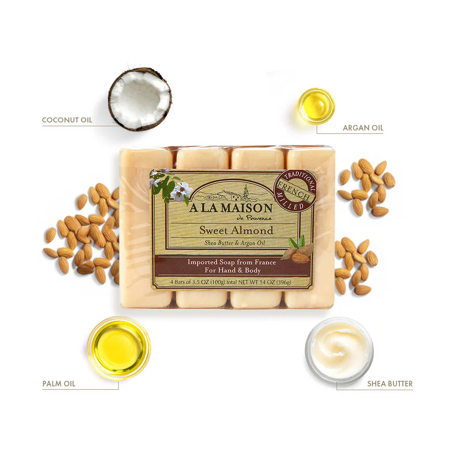 A LA MAISON Sweet Almond Multipack Bar Soap (Pack of 4)